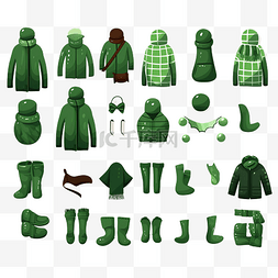 手绘冬季衣服图片_为孩子们找到绿色保暖衣服逻辑谜