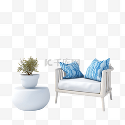 圣托里尼风格的室内扶手椅和桌子