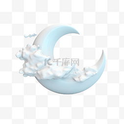 3d 插图月亮云与风