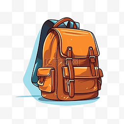 青年旅行图片_最小风格的学校背包和铅笔插图