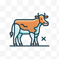白色背景上的一头牛的图标 向量