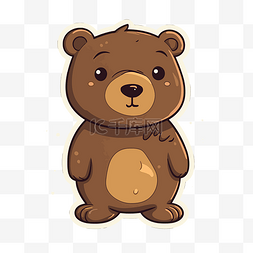 可爱的棕熊贴纸矢量图在黑暗的背