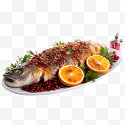 西兰花扣鲍鱼图片_圣诞节餐桌上用覆盆子腌料和西兰