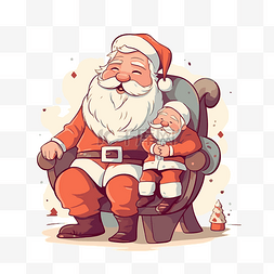椅子上的圣诞老人图片_坐在圣诞老人的腿上 向量