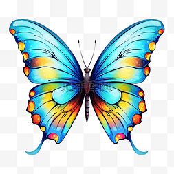 可爱昆虫插画图片_插画美丽的蝴蝶颜料