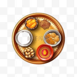 写实插画 puja thali 礼物