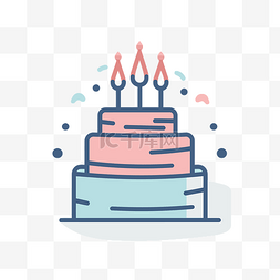 有蜡烛生日蛋糕图片_生日蛋糕横幅，上面有蜡烛和线条