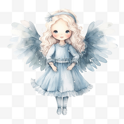 可爱冬季雪娃娃图片_水彩娃娃冬季天使