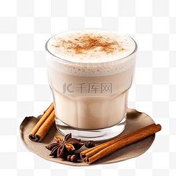 土耳其图片_传统土耳其饮料 salep，配肉桂棒和