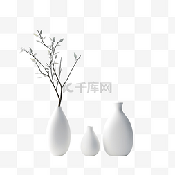抽象花瓶花图片_有植物分支的抽象简约花瓶