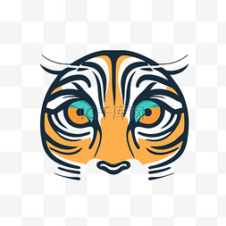老虎的眼图片_白色背景下彩色风格的老虎脸 向