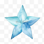 淡蓝色星星眨眼水彩元素