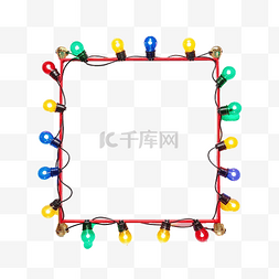 空间方框图片_多彩圣诞灯泡方框