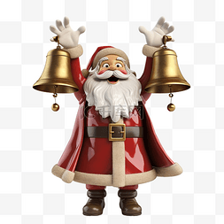 新年的钟声图片_圣诞老人演奏新年钟声的 3D 渲染