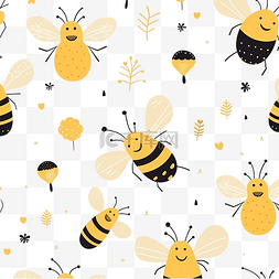 黏的图片_亮黄色印花可爱的小蜜蜂采集蜜蜂