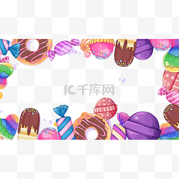 糖果拐棍糖图片_儿童节糖果边框横图可爱卡通甜品