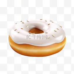 白色甜甜圈 3d 插图