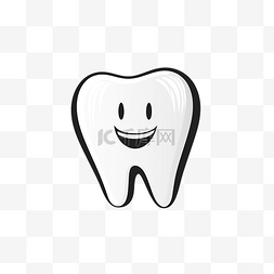 牙科椅子图片_黑白卡通笑牙符号这是幸福的微笑