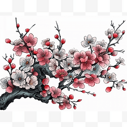 樱花树枝纹身