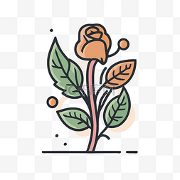 玫瑰叶子植物简单线性图标图标绘