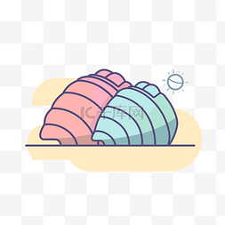 该图标描绘了一群海贝壳和两种颜