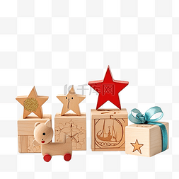 圣诞牛皮纸礼盒，木质上装有圣诞