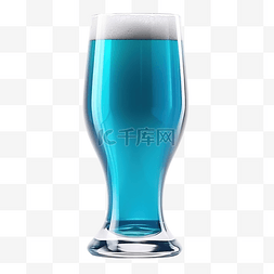 蓝色空背景图片_杯蓝色啤酒隔离