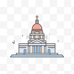 国会图片_城市国会大厦的卡通平面图标 向
