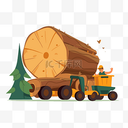 伐木剪贴画原木卡车和用卡车雕刻