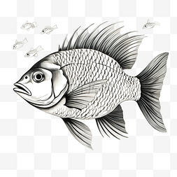 黑白鱼插画