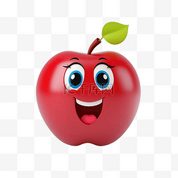 可爱的红苹果，带着微笑