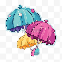 五颜六色的雨伞与花卉设计 向量