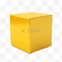 基本黄色几何立方体形状的 3d 渲