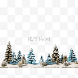 银色雪图片_圣诞场景，有微型冷杉树闪闪发光