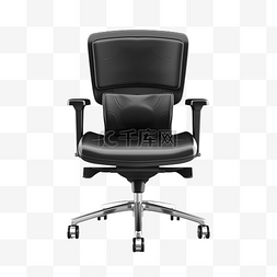3d 黑色办公椅，前视图隔离最小概