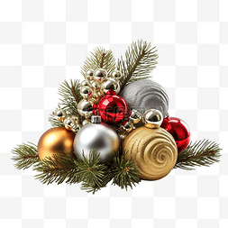 银冷杉图片_用银装饰的冷杉树枝的圣诞布置