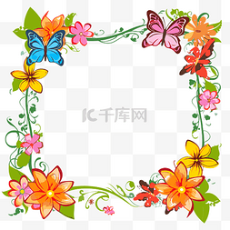 矢量花朵免费图片_免费边框剪贴画彩色框架与蝴蝶和