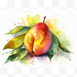 芒果插画的水彩水果