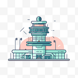 线条风格的机场控制塔 向量