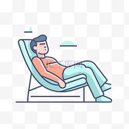 在躺椅上舒适地放松的人 向量