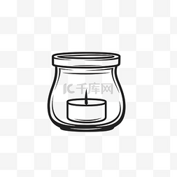 白色线条背景透明图片_玻璃瓶中蜡烛的连续线条绘制，以
