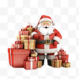 圣诞老人雪橇帽子图片_圣诞老人在装满礼物的雪橇前摆姿