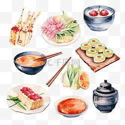 手绘日本料理图片_水彩日本料理剪贴画