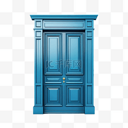 蓝色关闭的门隔离