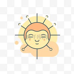 用线条和圆圈描绘太阳的图标 向