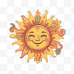 波西米亚阳光剪贴画快乐的太阳带