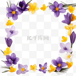 花环春天图片_番红花花水仙花藏红花菊苣的框架