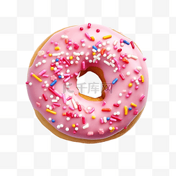 粉红色甜甜圈装饰顶视图隔离在白