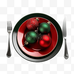 蝴蝶结黑色红色图片_黑色盘子和复古餐具，配有绿色和