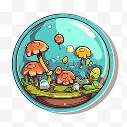 彩色的蘑菇图片_玻璃艺术中的彩色卡通蘑菇 向量